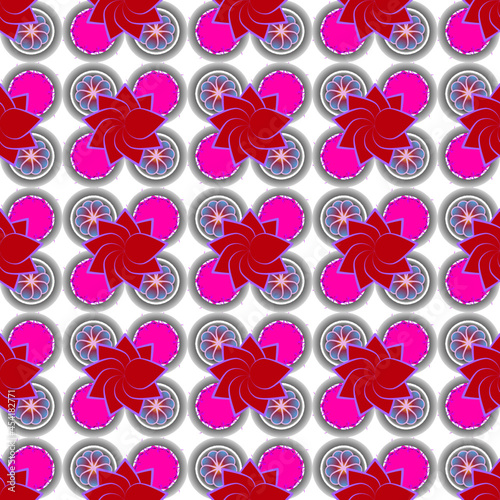 Brightly colored graphic flower pattern seamless design