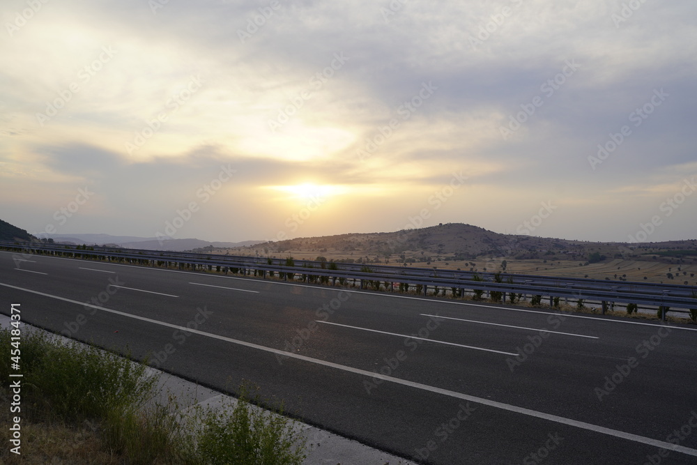 Sunset view on highway