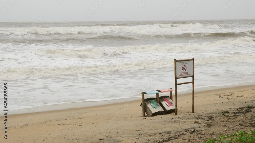 View of sea waves or tide striking beach, Sea shore footage View of sea waves or tide striking beach, Sea shore footage