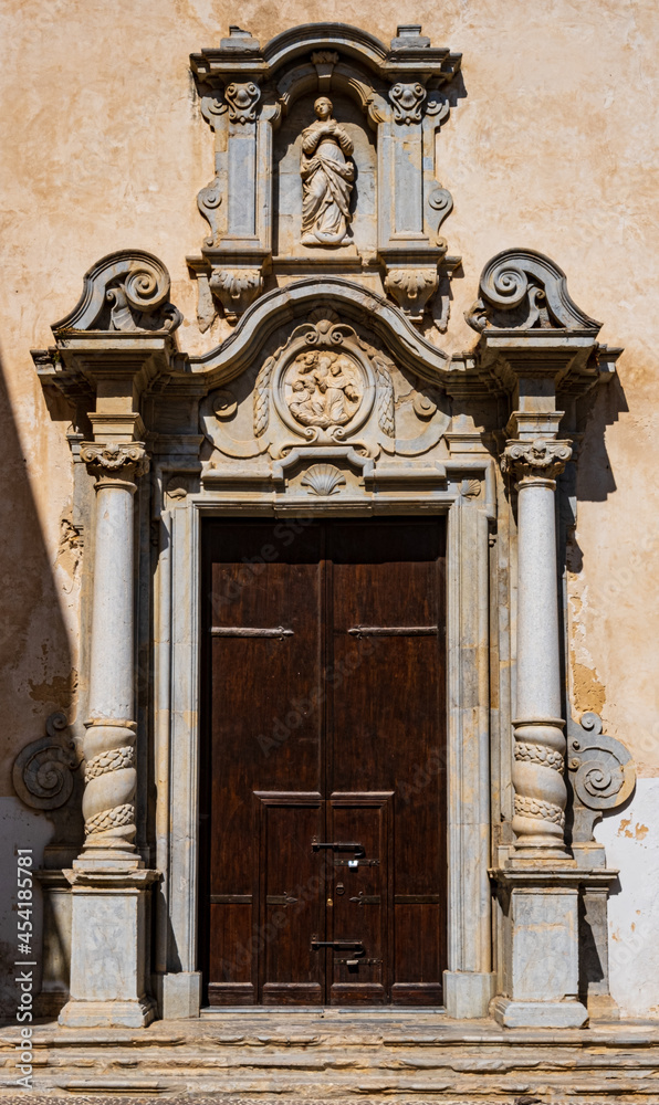 view of the old town of Mazara del Vallo, Sicily, Italy.church detail
