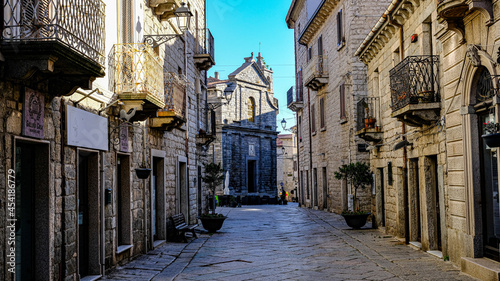 detail, streets and architecture of Tempio Pausania, Sardinia, Italy photo