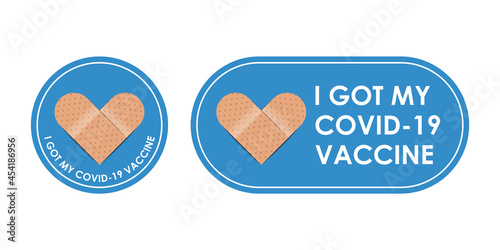 Vaccinated bandages icon with quote - I got covid 19 vaccine isolated on white background, vector illustration