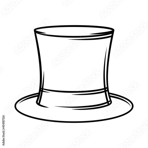 Illustration of cylinder hat. Black and white stylized picture.