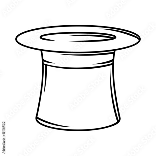 Illustration of cylinder hat. Black and white stylized picture.
