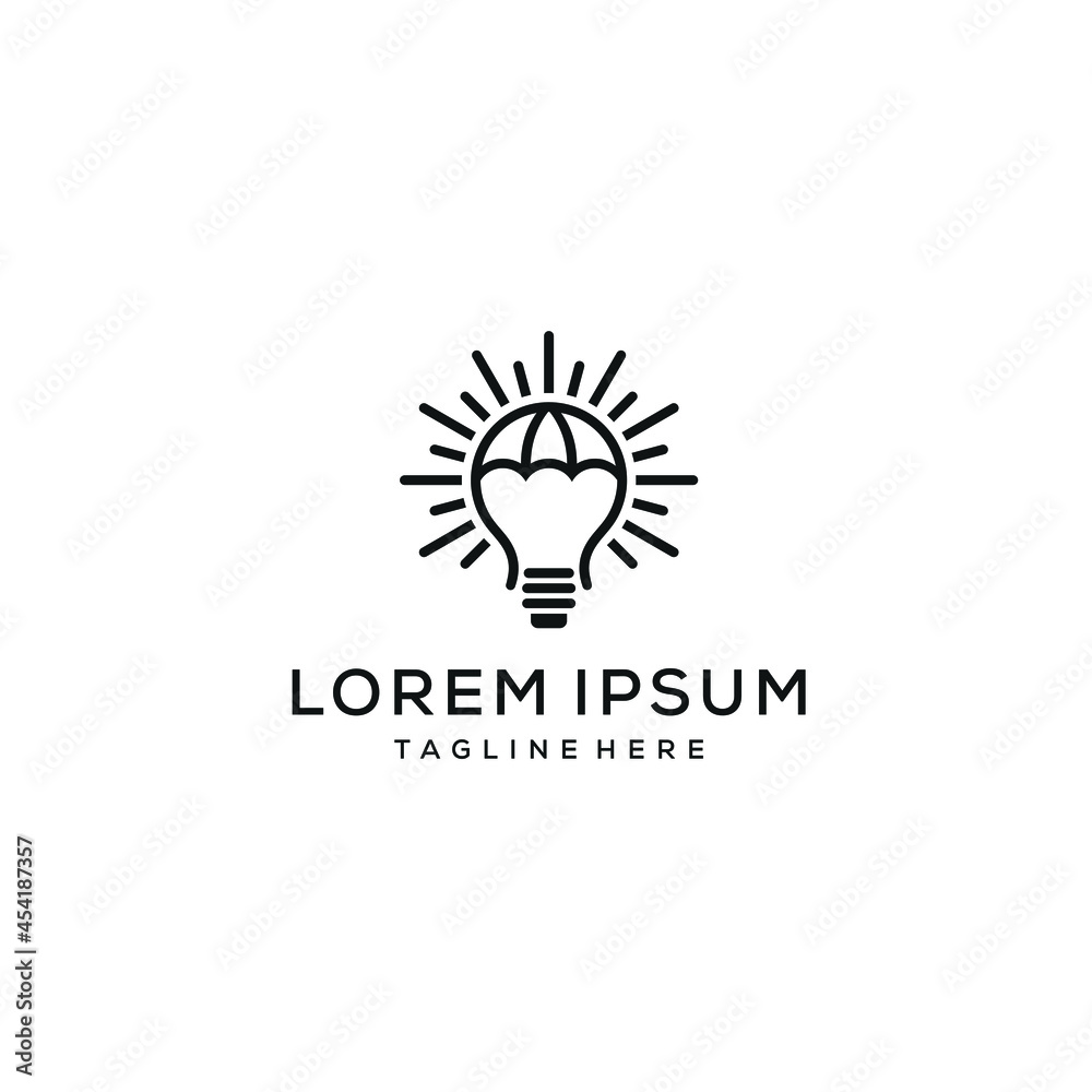 mind bulb umbrella Spark scorching sun inspiration logo design mind bulb umbrella Spark scorching sun inspiration logo design