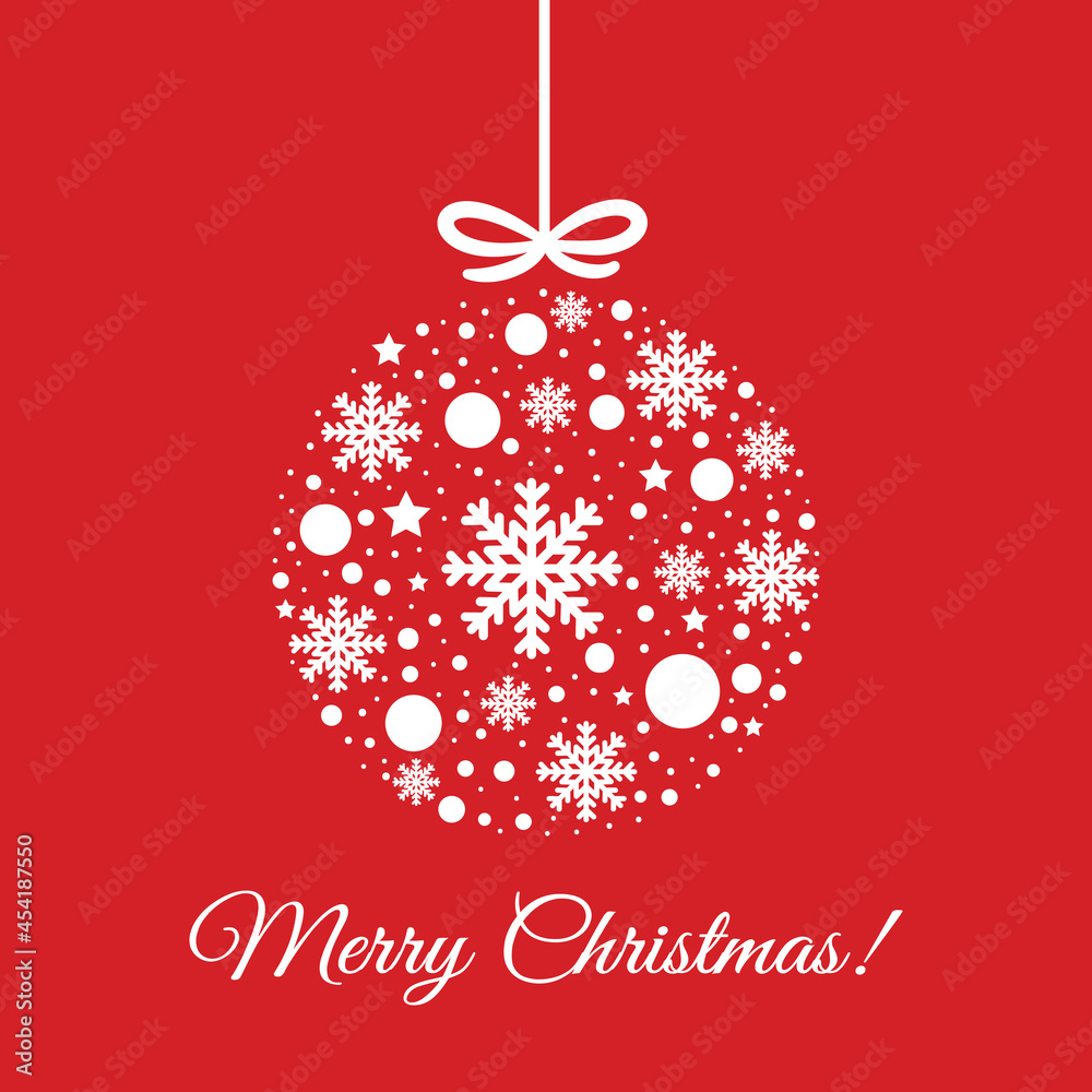 Red christmas background with ball ornament of snowflakes. Red christmas background with ball ornament of snowflakes.
