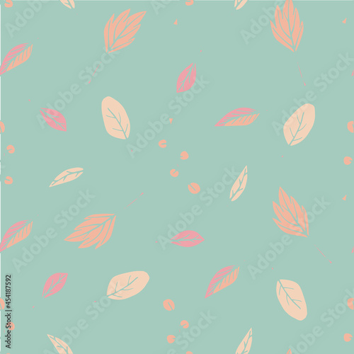 Autumn red orange leaves seamless pattern on grey art design stock vector illustration for web, for print