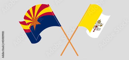 Crossed and waving flags of the State of Arizona and Vatican