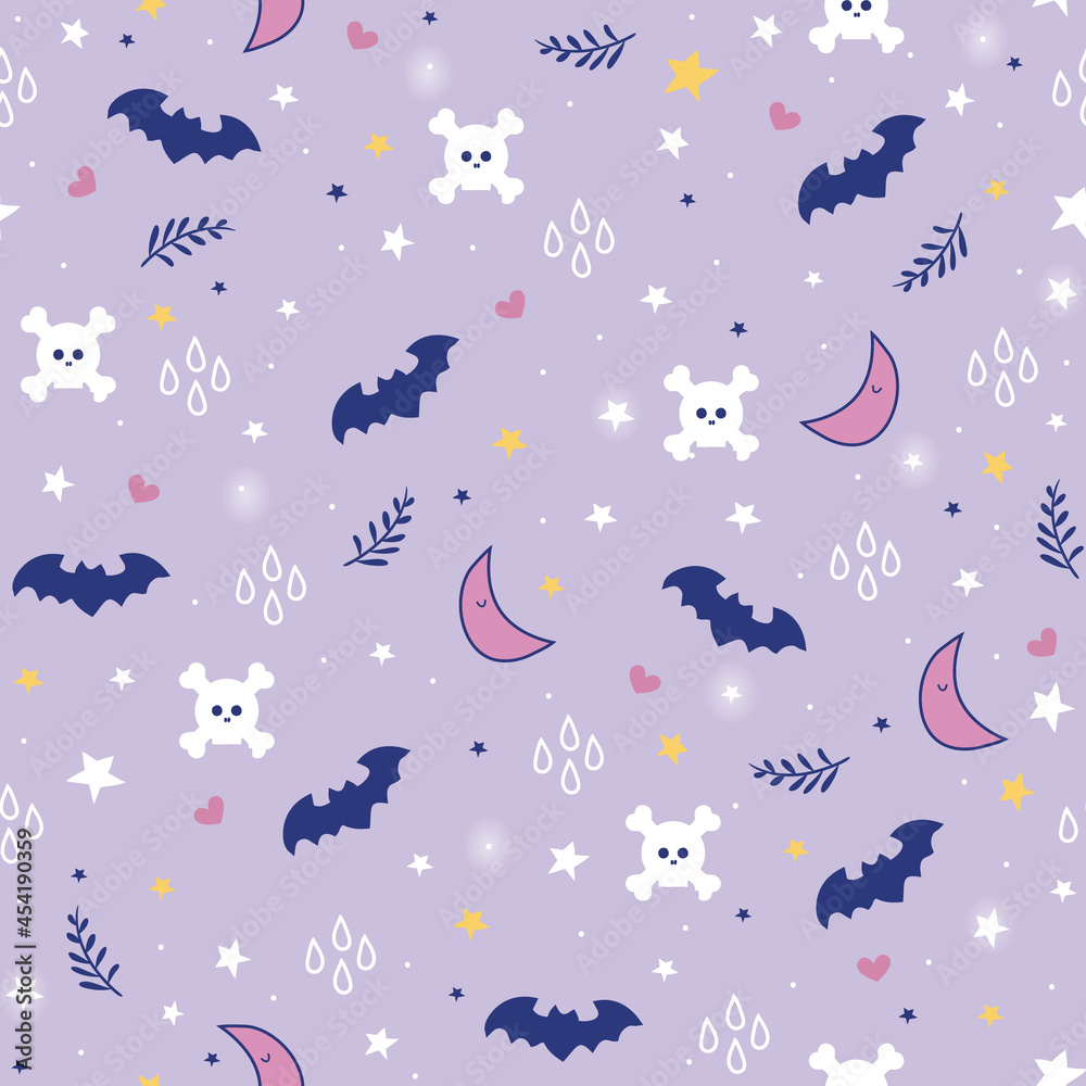 Seamless Pattern Cute Purple Halloween design for background, wallpaper, clothing, wrapping, fabric
