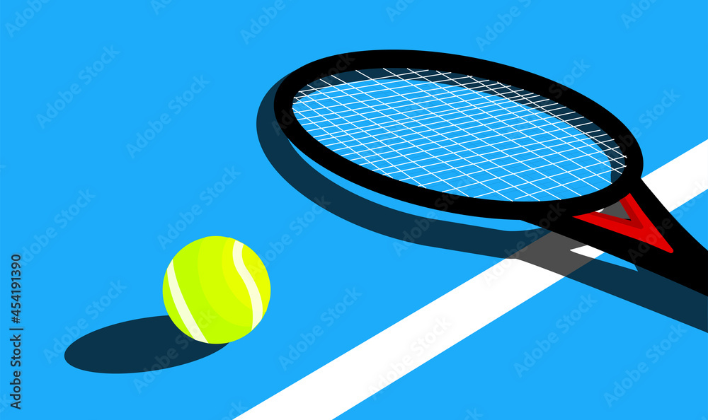 Tennis court and ball illustration