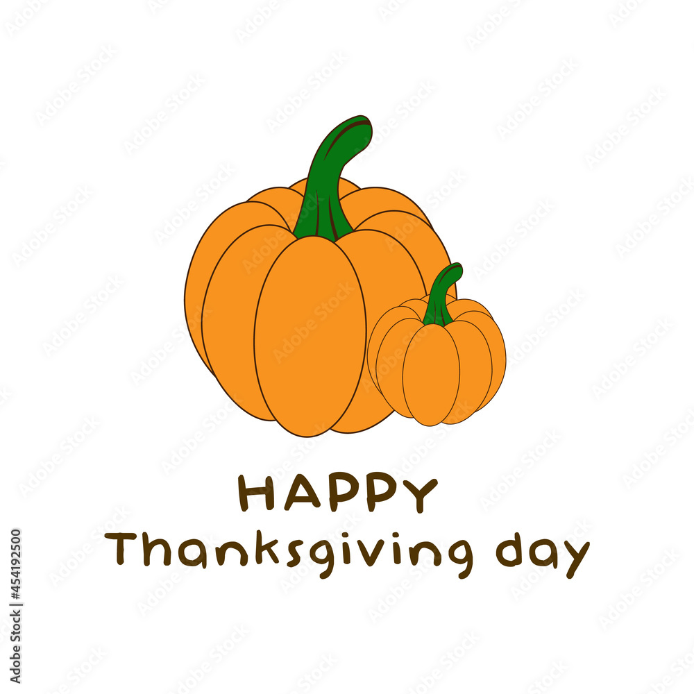 Thanksgiving day card with pumpkins for your design, vector illustration.