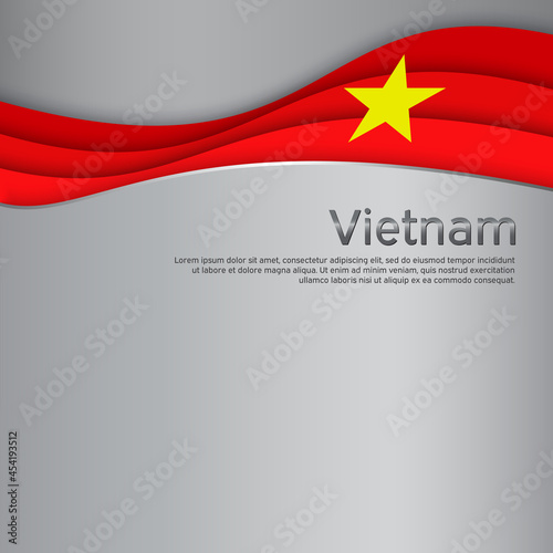 Abstract waving vietnam flag. Creative metal background for design of patriotic vietnamese holiday cards. National poster. Cover, banner in national colors of vietnam. Paper cut. Vector illustration