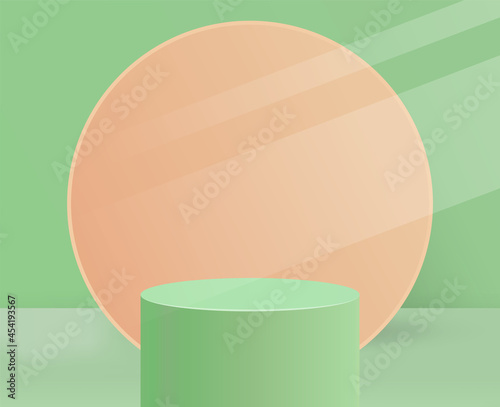 3d stage background product scene with geometric platform and sun light in retro color style. Platform for presentation product concept. 3d Vector illustration concept
