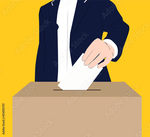 Man voting | Business Man putting Vote Card in Election Box Illustration