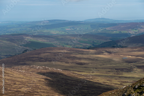 Moody Ireland nature.. Tonelagee hill view from the top. Amazing mountainous landscape in Wicklow, Ireland. photo