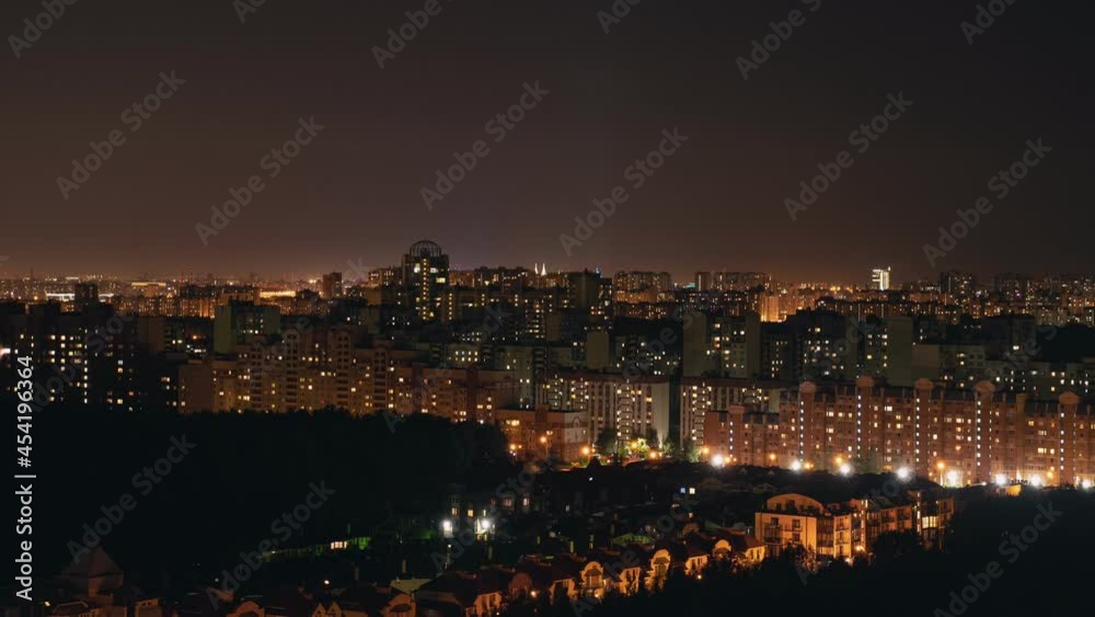 Timelapse of night city with lights. Evening downtown Timelapse of night city with lights. Evening downtown