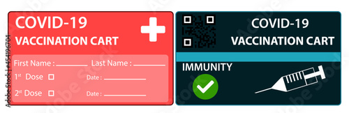 Vaccination card icon Covid-19 vaccination vaccination immunity card. Intercountry travel vaccination immunity card.Coronavirus travel passport.Vecrorel design EPS 10.