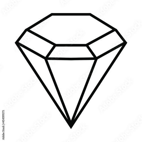 Line art illustration of diamond crystal gemstone. Vector illustration isolated on white.