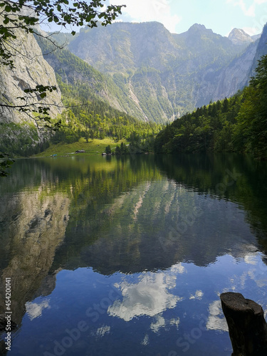 Obersee lake with the reflection of surrounding nature - Berchtesgaden Alps, Germany