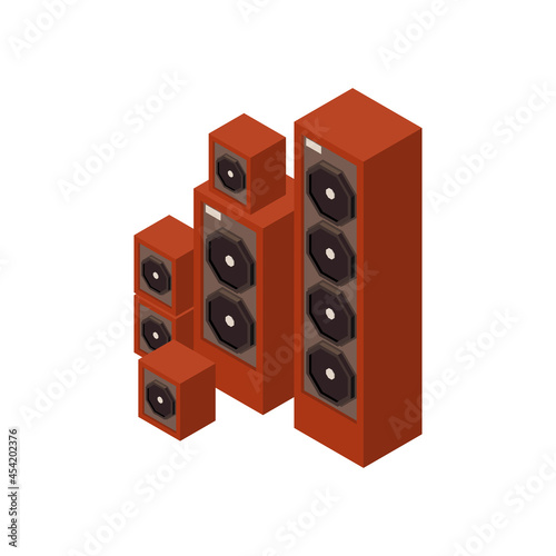 Loudspeakers Isometric Illustration