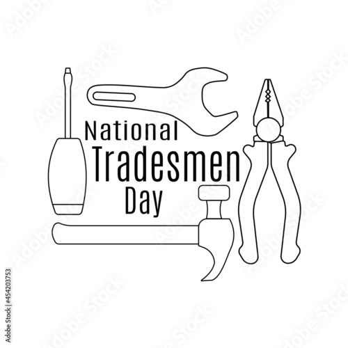 National Tradesmen Day, option for a banner or postcard with outline repair tools