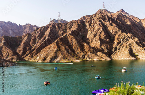 Mountains surrounding Al Al Rafisah Dam in Sharjah Emirate. Outdoor photo