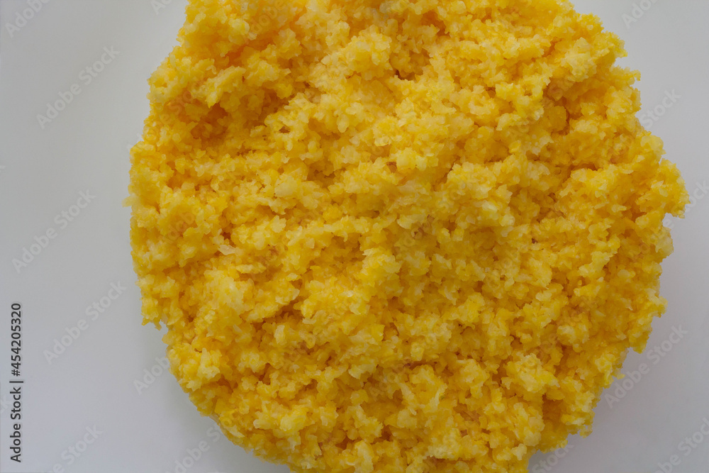 Cuscuz, traditional food from northeastern Brazil made from corn.