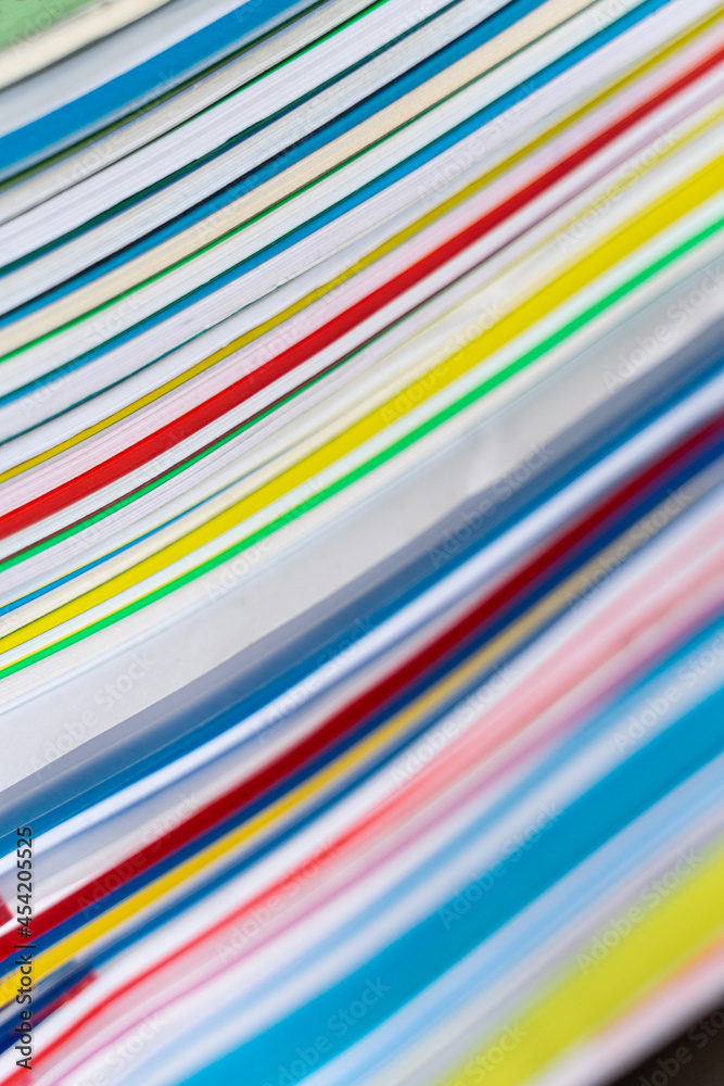 Abstract photo with colorful folders, diagonal stripes of different colors Abstract photo with colorful folders, diagonal stripes of different colors