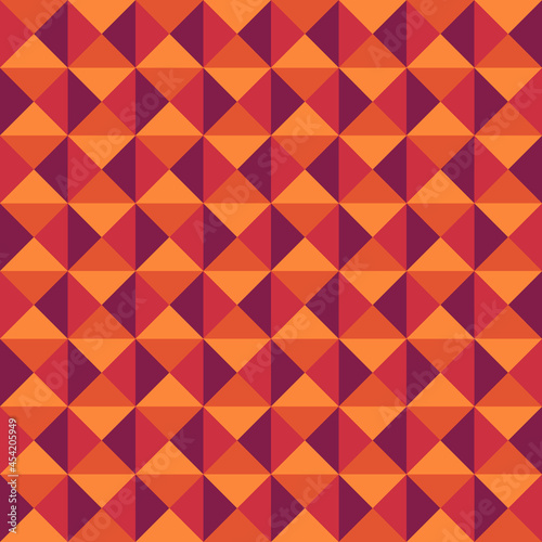 Seamless pattern. Ethnic ornament. Triangles background. Tribal wallpaper. Ethnical image. Triangle shapes motif. Ancient mosaic. Digital paper. Folk web design. Textile print backdrop. Vector artwork