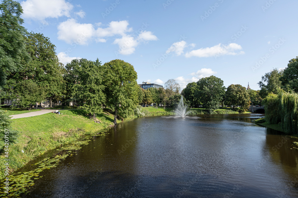 A river in the park in Riga, Latvia