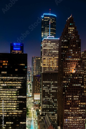 Downtown Houston cityscape at night