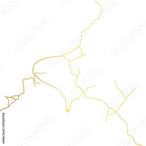 Gold kintsugi crack vector card on white background. Golden texture.