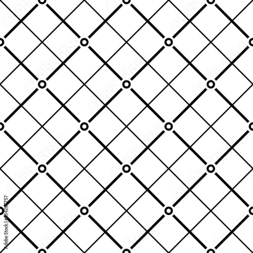 Vector geometric seamless pattern. Modern geometric background. Grid with squares and circles.