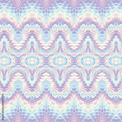 Abstract digital fractal pattern. Abstract vintage ornamental texture. Gamma of pastel colors. Symmetric decorative ornament pattern in Art Nouveau style.