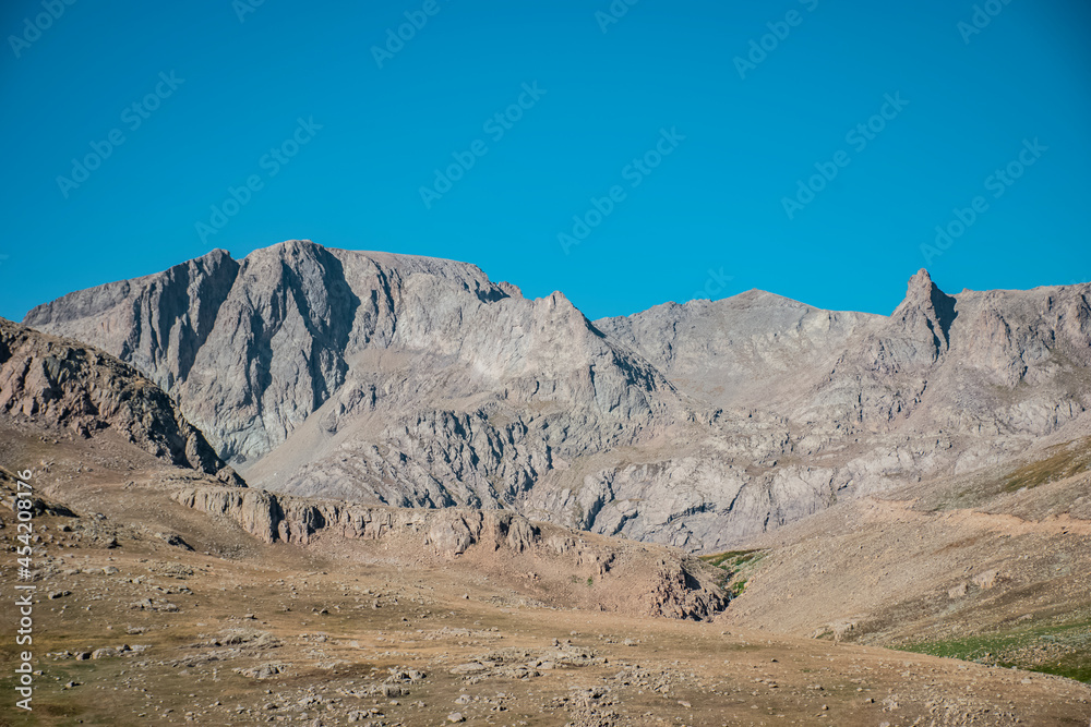 dry landscape with blue sky