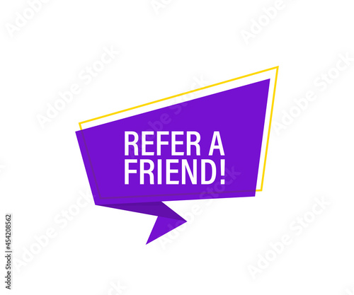 Refer a friend. Megaphone banner isolated on white background. Web design. Vector stock illustration.