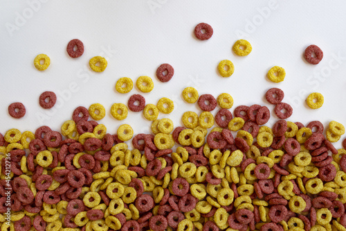 cereal rings background, delicious rings breakfast cereal