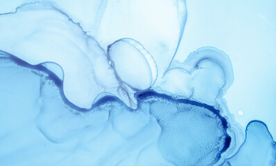 Fotobehang Kristal Blauwe inktgolven met marmer effect  © Yasna