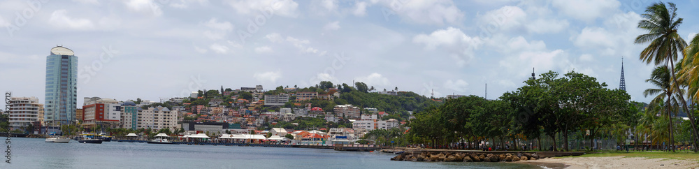 The panoramic view of Fort-de-France in Martinique island.