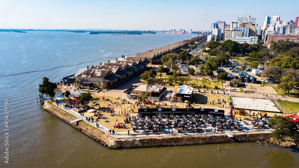 Porto Alegre RS - Aerial view of the Embarcadero Pier on the Guaíba shore