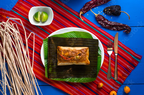 Guatemalan tamales, a traditional dish for Christmas and Saturdays. photo