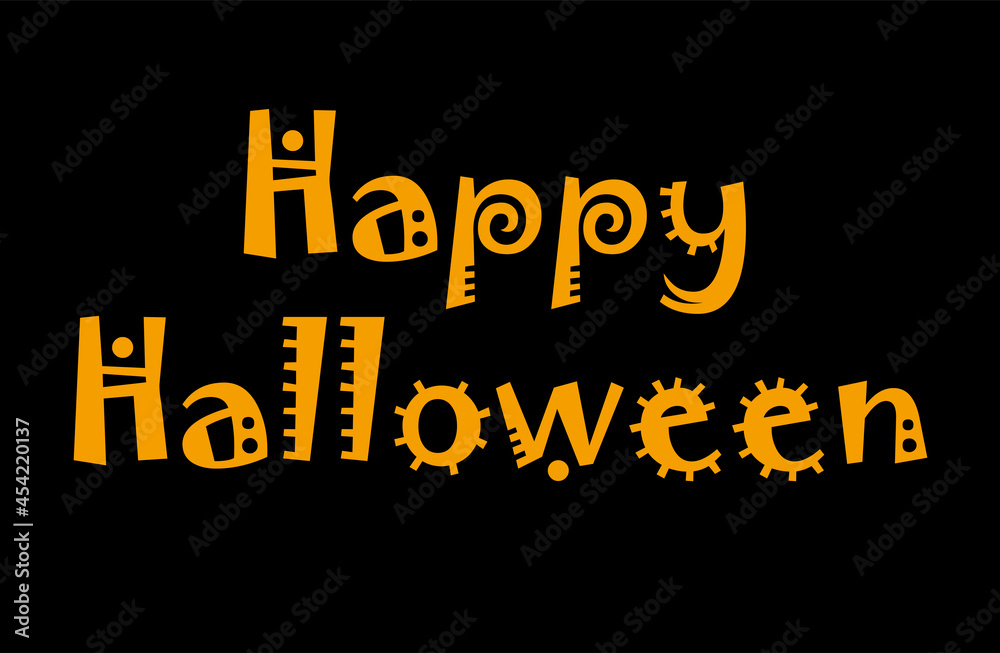 Vector illustration on a black background. Happy Halloween concept with space for text, copy space