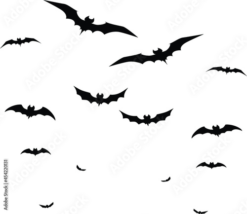 set of Halloween bats. Bats icons set. Halloween Bats collection. Halloween flying bats design