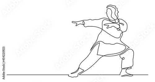 continuous line drawing of oversize woman doing stretching yoga exercise confident with body positivity