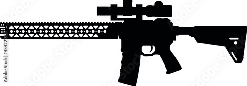 USA United States Army, United States Marine Corps and United States Armed Forces - SWAT Police AR-15 / AR-10 M16, M4 fully automatic machine gun - Carbine Caliber 5.56mm. Silhouette