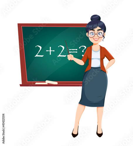Happy Techer day. Cute female teacher