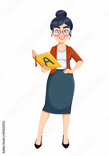 Happy Techer day. Cute female teacher