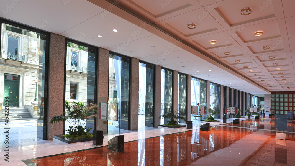 Toronto, Canada, April 18, 2021: Empty Corporate Business Office building  interior during Covid in Toronto Downtown Stock Photo | Adobe Stock