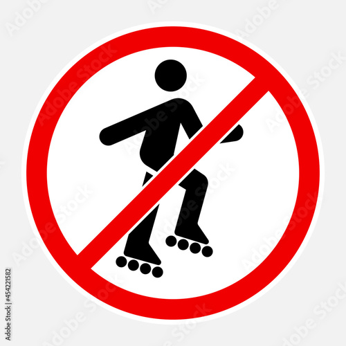 Access forbidden to roller skates. Vector high quality illustration of no roller skate man symbol sign isolated on white 