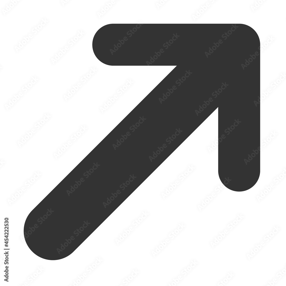 Arrow up right icon with flat style. Isolated vector arrow up right icon image, simple style. Arrow up right icon with flat style. Isolated vector arrow up right icon image, simple style.